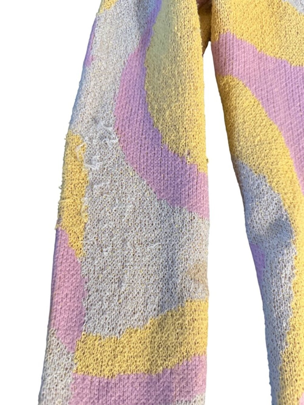 Super down Abstract Pastel Knit Mini Dress With Long Sleeves & Scoop Neckline - - Picture 4 of 10